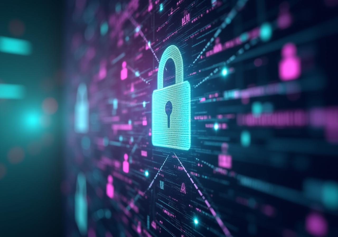 Illustration of secure data synchronization and digital privacy